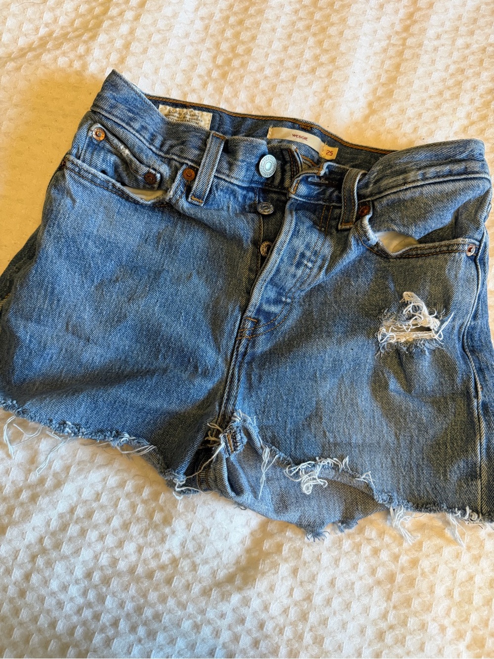 Levi's Distressed Cutoff Jean Shorts - Blue